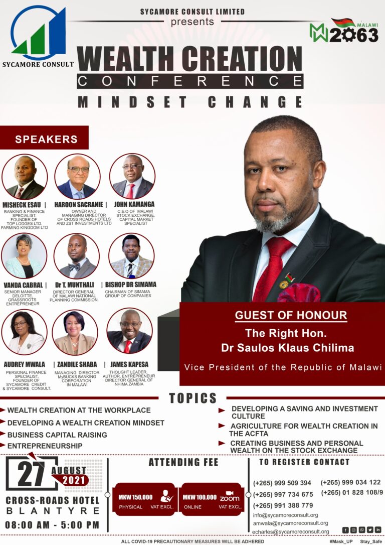 Chilima set for Sycamore Wealth Creation and Mindset Conference