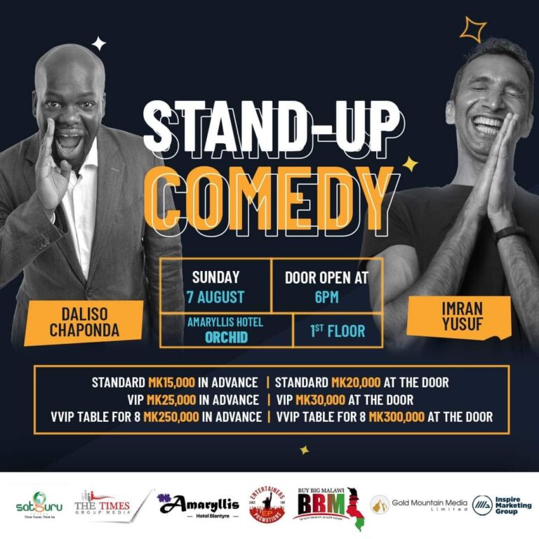 Top Standup Comedian Daliso Chaponda Set to Perform at Amaryllis Hotel, Tickets Selling As Hot Cakes