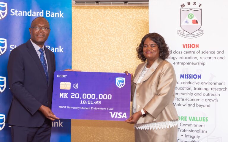 Standard Bank Plc contributes MK20 million towards MUST endowment fund