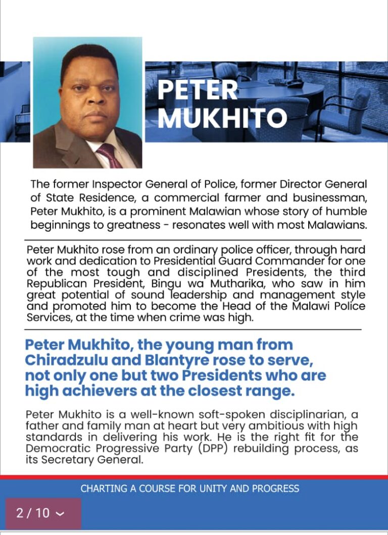 MEET AND VOTE FOR PETER MUKHITO: Great Man set to bring high standards DPP is renowned for