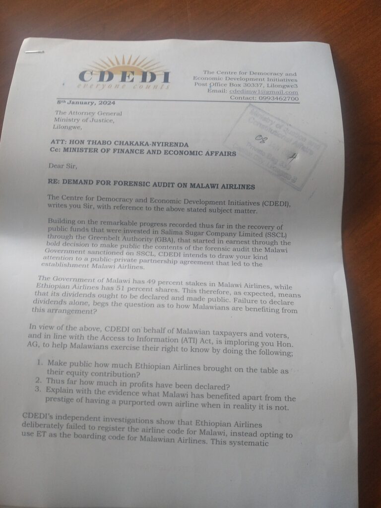 CDEDI up on GBA, Malawian Airlines questioning daylight ‘robbery’